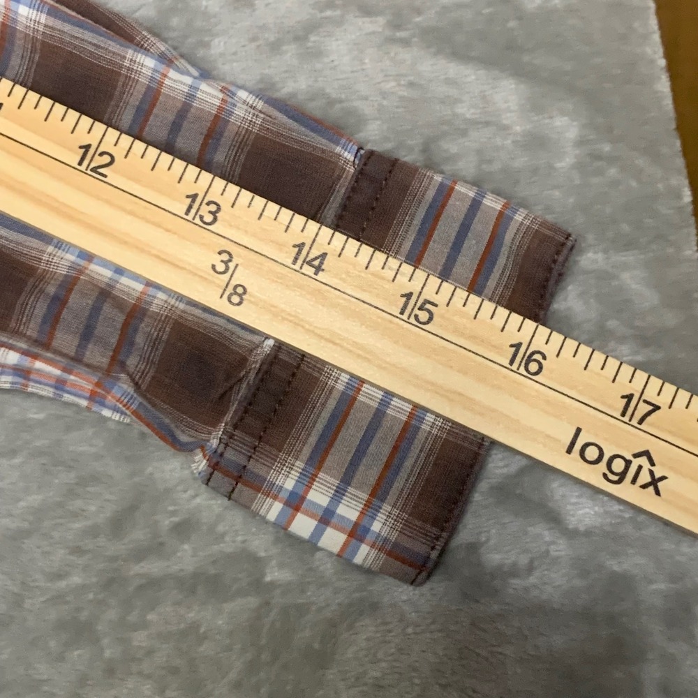 Rough Stock by Panhandle Western Pearl Snap Shirt Boys M 10 Brown Plaid Cowboy - Picture 9 of 9